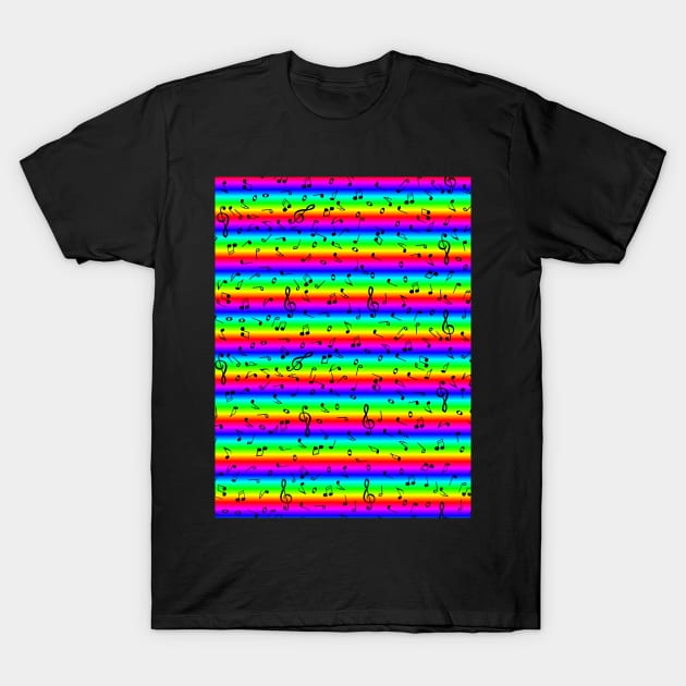 Rainbow Sheet Music Notes Pattern T-Shirt by Art by Deborah Camp